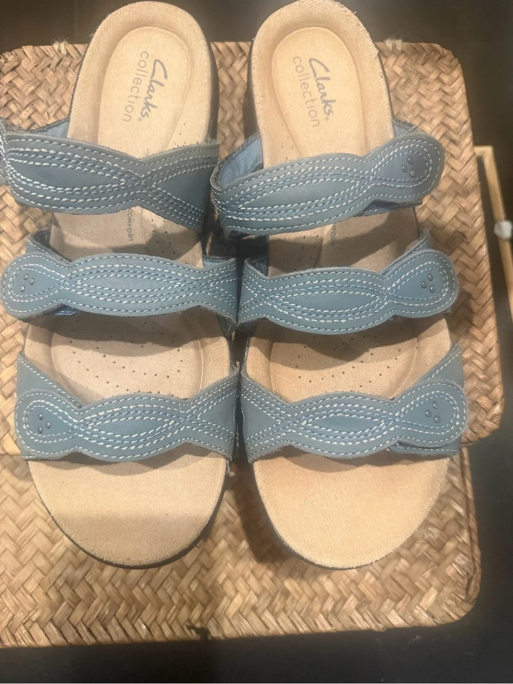 Clarks Women's Blue Multi-Strap Comfort Sandals